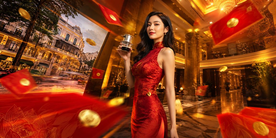 Người dùng Hà Nội nhận phong bì đỏ may mắn trong dịp lễ bên ly cà phê và điện thoại