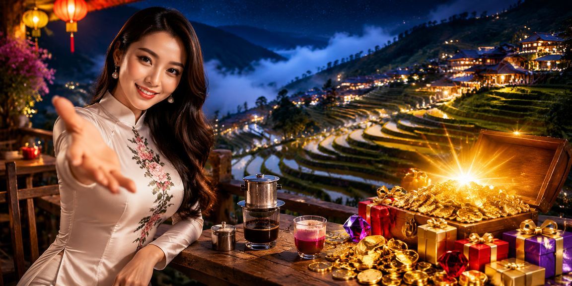 Người chơi tại Sapa dùng máy tính bảng theo dõi kèo cược và uống cà phê núi rừng